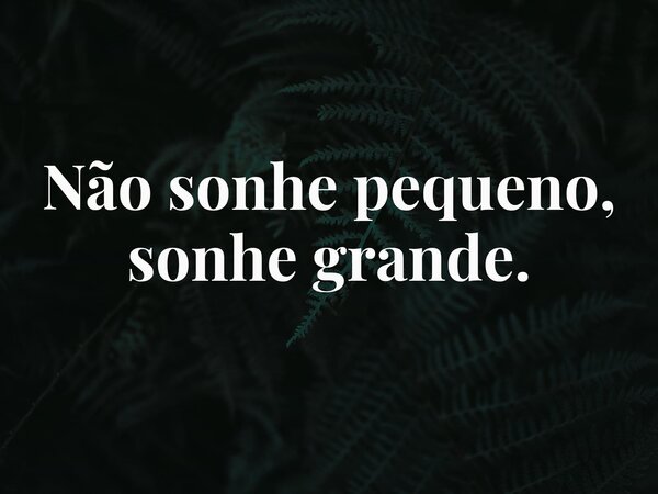 Não sonhe pequeno, sonhe grande.... Frase de hamilton_rodrigues_2.