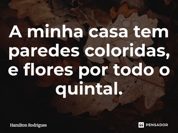 A minha casa tem paredes coloridas, e flores por todo o quintal.⁠... Frase de Hamilton Rodrigues.