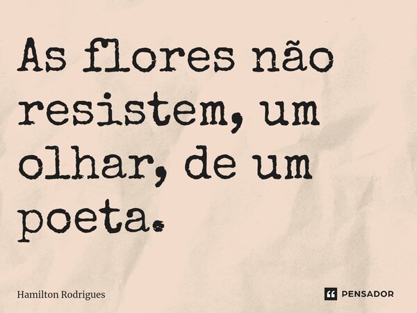 ⁠As flores não resistem, um olhar, de um poeta.... Frase de Hamilton Rodrigues.