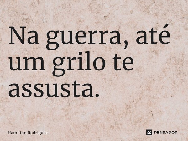 ⁠Na guerra, até um grilo te assusta.... Frase de Hamilton Rodrigues.