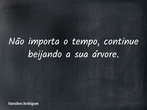 Não importa o tempo, continue beijando a sua árvore.... Frase de Hamilton Rodrigues.