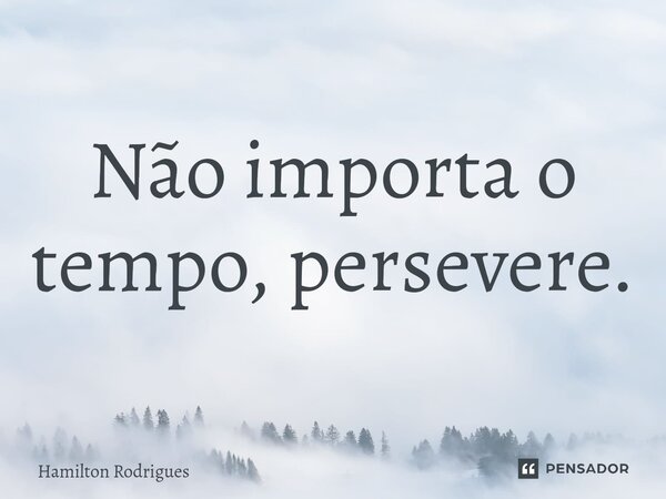 Não importa o tempo, persevere.⁠... Frase de Hamilton Rodrigues.