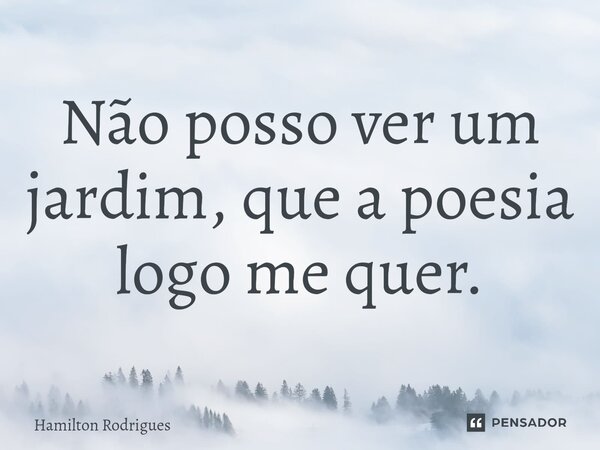 Não posso ver um jardim, que a poesia logo me quer.⁠... Frase de Hamilton Rodrigues.