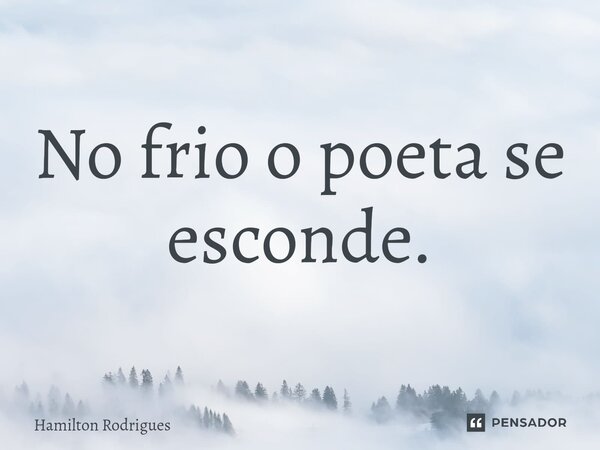 No frio o poeta se esconde.⁠... Frase de Hamilton Rodrigues.