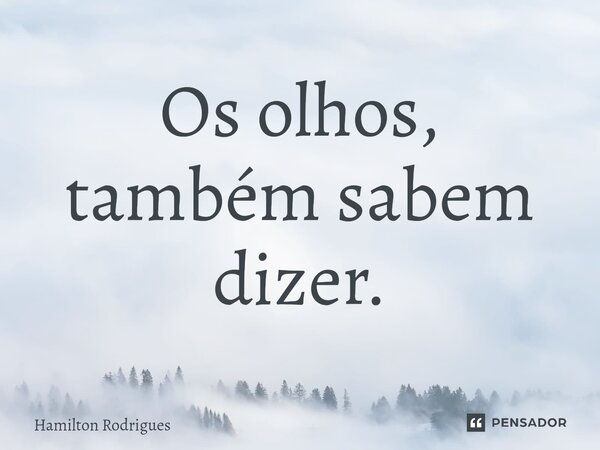 ⁠Os olhos, também sabem dizer.... Frase de Hamilton Rodrigues.