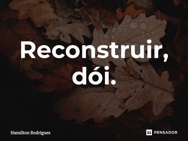 Reconstruir, dói.⁠... Frase de Hamilton Rodrigues.