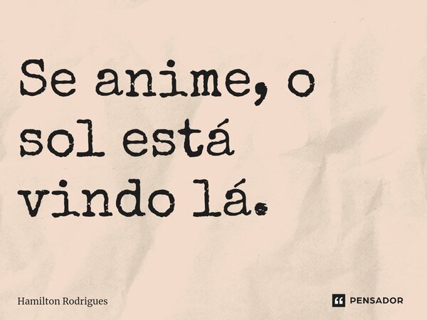 ⁠Se anime, o sol está vindo lá.... Frase de Hamilton Rodrigues.
