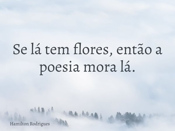 Se lá tem flores, então a poesia mora lá.... Frase de Hamilton Rodrigues.