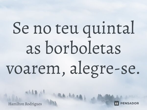 Se no teu quintal as borboletas voarem, alegre-se.... Frase de Hamilton Rodrigues.