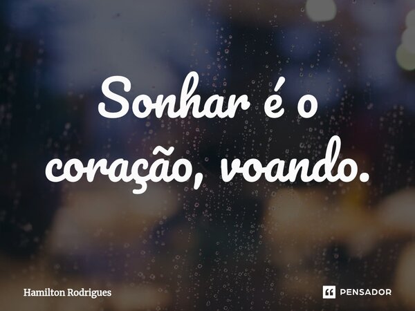 ⁠Sonhar é o coração, voando.... Frase de Hamilton Rodrigues.