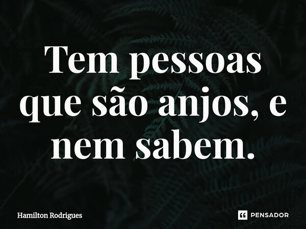 ⁠Tem pessoas que são anjos, e nem sabem.... Frase de Hamilton Rodrigues.
