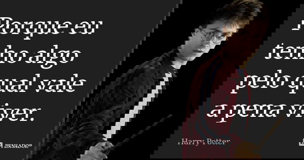 Porque eu tenho algo pelo qual vale a pena viver.... Frase de Harry Potter.