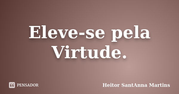 Eleve-se pela Virtude.... Frase de Heitor SantAnna Martins.