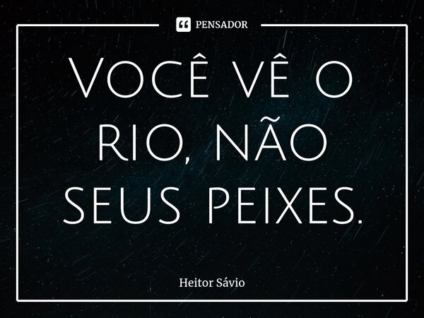 Você vê o rio, não seus peixes.⁠... Frase de Heitor Sávio.