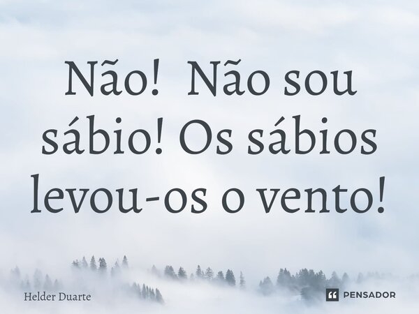 ⁠Não! Não sou sábio! Os sábios levou-os o vento!... Frase de HELDER DUARTE.