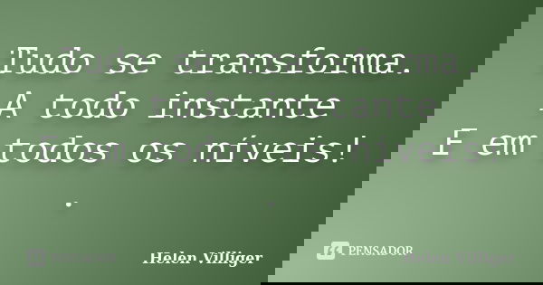 Tudo se transforma. A todo instante E em todos os níveis! .... Frase de Helen Villiger.