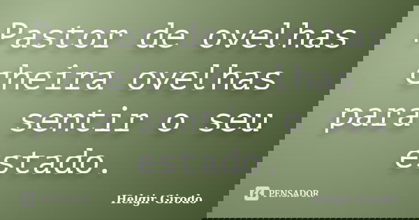 Pastor de ovelhas cheira ovelhas para sentir o seu estado.... Frase de Helgir Girodo.