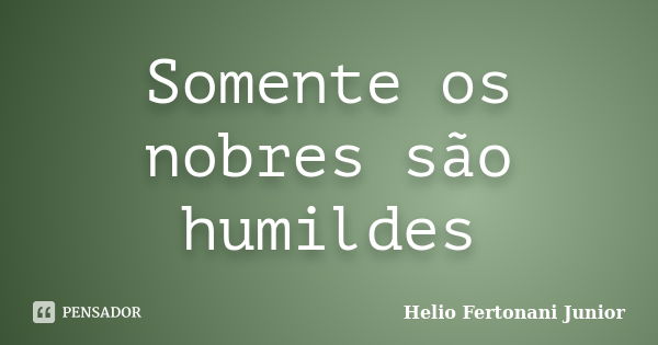 Somente os nobres são humildes... Frase de Helio Fertonani Junior.