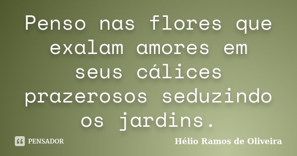 Penso nas flores que exalam amores em seus cálices prazerosos seduzindo os jardins.... Frase de Hélio Ramos de Oliveira.