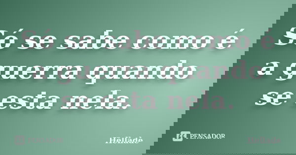 Só se sabe como é a guerra quando se esta nela.... Frase de Hellade.