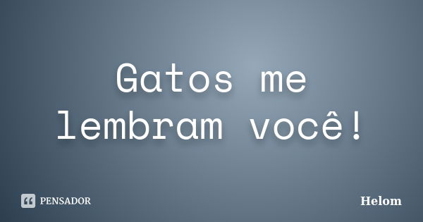 Gatos me lembram você!... Frase de Helom.