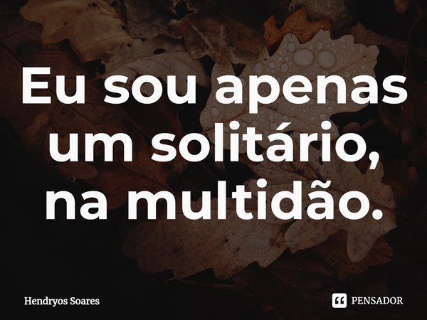 ⁠Eu sou apenas um solitário, na multidão.... Frase de Hendryos Soares.