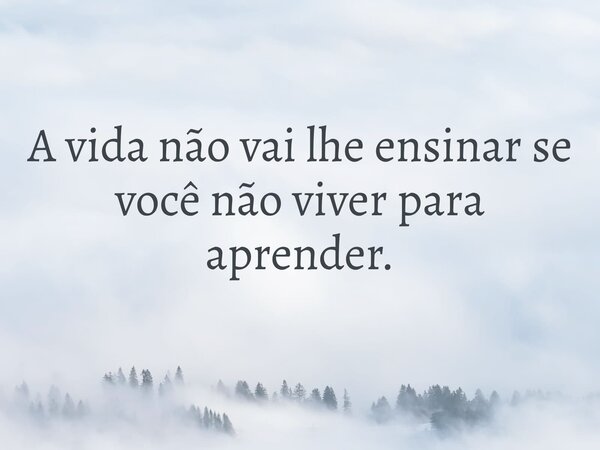 A vida não vai lhe ensinar se você não viver para aprender.... Frase de Henrique Cabral Moreira.