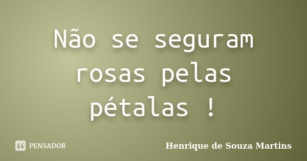 Não se seguram rosas pelas pétalas !... Frase de Henrique de Souza Martins.