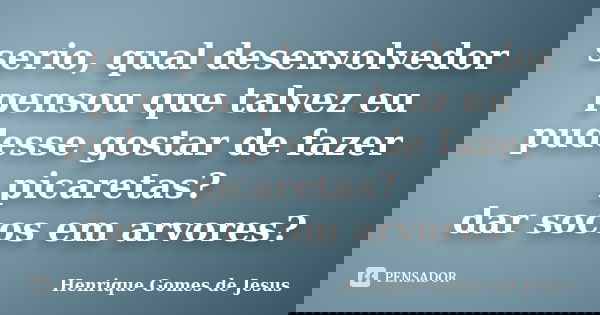 serio, qual desenvolvedor pensou que talvez eu pudesse gostar de fazer picaretas? dar socos em arvores?... Frase de Henrique Gomes de Jesus.