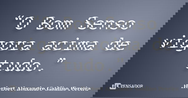 “O Bom Senso vigora acima de tudo.”... Frase de Herbert Alexandre Galdino Pereira.