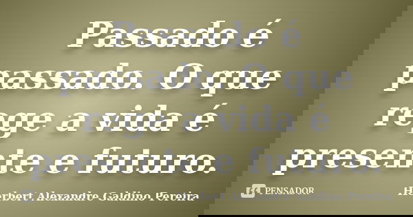 Passado é passado. O que rege a vida é presente e futuro.... Frase de Herbert Alexandre Galdino Pereira.