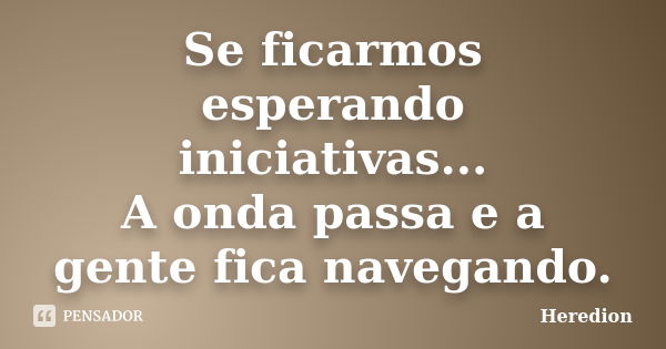 Se ficarmos esperando iniciativas... A onda passa e a gente fica navegando.... Frase de Heredion.