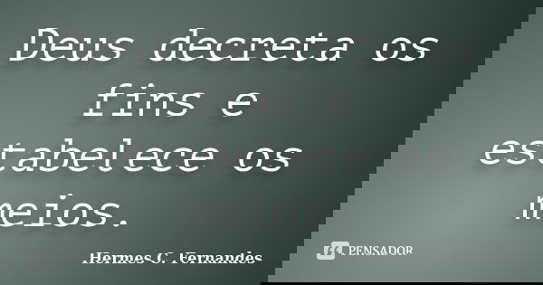 Deus decreta os fins e estabelece os meios.... Frase de Hermes C. Fernandes.