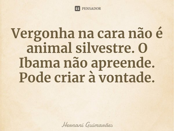 ⁠Vergonha na cara não é animal silvestre. O Ibama não apreende. Pode criar à vontade.... Frase de Hernani Guimarães.
