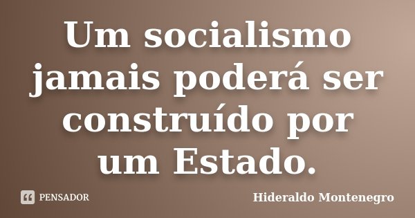 Um socialismo jamais poderá ser construído por um Estado.... Frase de Hideraldo Montenegro.