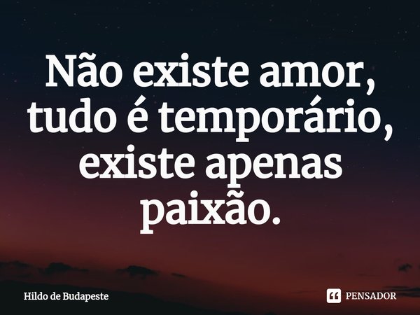 ⁠Não existe amor, tudo é temporário, existe apenas paixão.... Frase de Hildo de Budapeste.