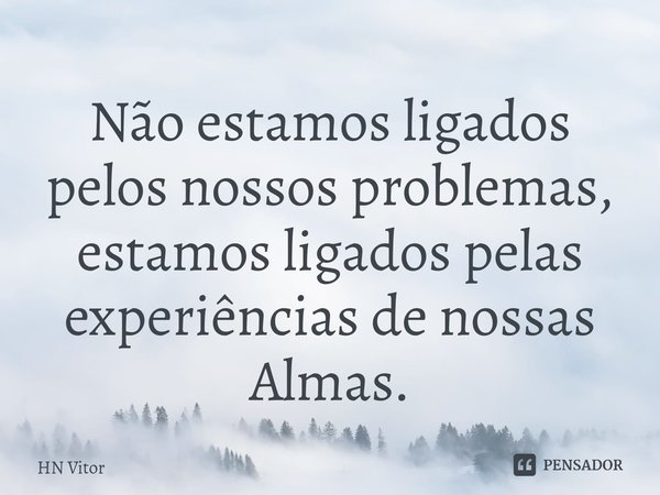 ⁠Não estamos ligados pelos nossos problemas, estamos ligados pelas experiências de nossas Almas.... Frase de HN Vitor.