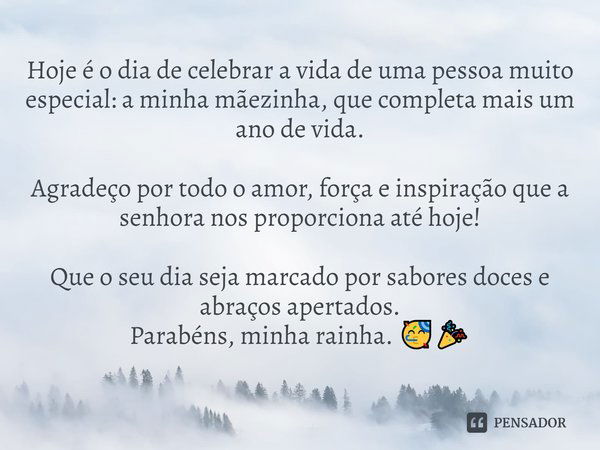 ⁠Hoje é o dia de celebrar a vida de uma pessoa muito especial: a minha mãezinha, que completa mais um ano de vida. Agradeço por todo o amor, força e inspiração 