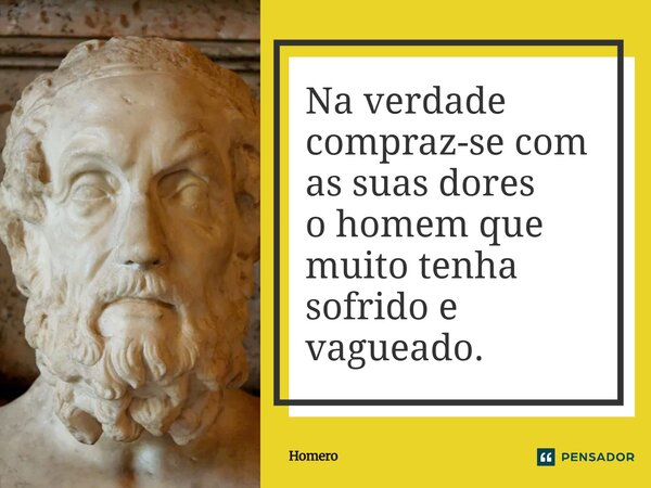 ⁠Na verdade compraz­-se com as suas dores o homem que muito tenha sofrido e vagueado.... Frase de Homero.