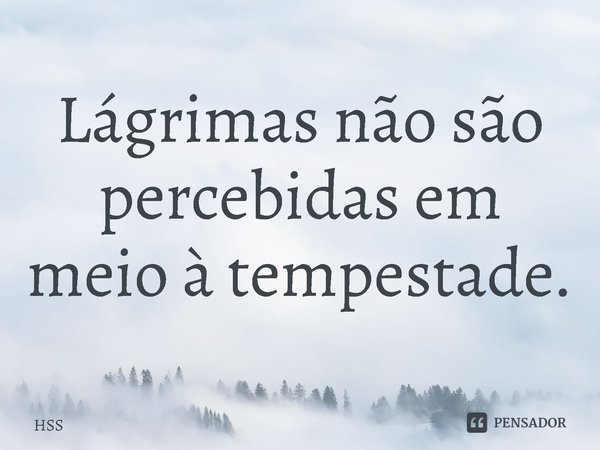 ⁠Lágrimas não são percebidas em meio à tempestade.... Frase de HSS.