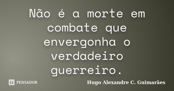 Não é a morte em combate que envergonha o verdadeiro guerreiro.... Frase de Hugo Alexandre C. Guimarães.