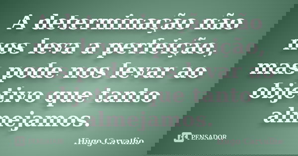 A determinação não nos leva a perfeição, mas pode nos levar ao objetivo que tanto almejamos.... Frase de Hugo Carvalho.