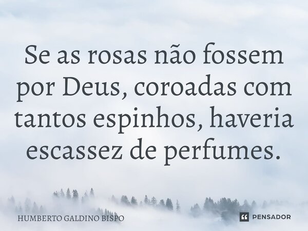 ⁠Se as rosas não fossem por Deus, coroadas com tantos espinhos, haveria escassez de perfumes.... Frase de Humberto Galdino Bispo.