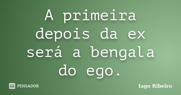 A primeira depois da ex será a bengala do ego.... Frase de Iago Ribeiro.