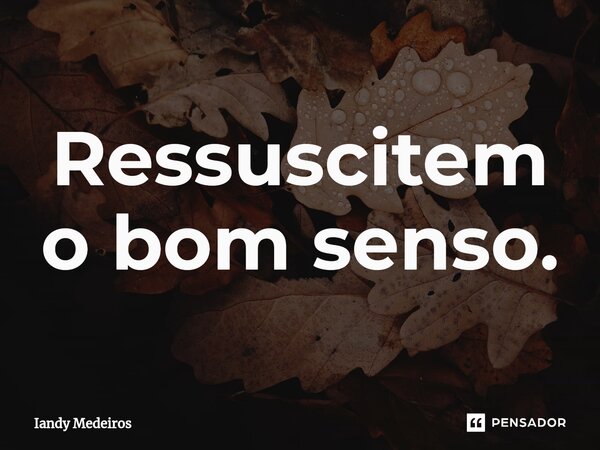 ⁠Ressuscitem o bom senso.... Frase de Iandy Medeiros.