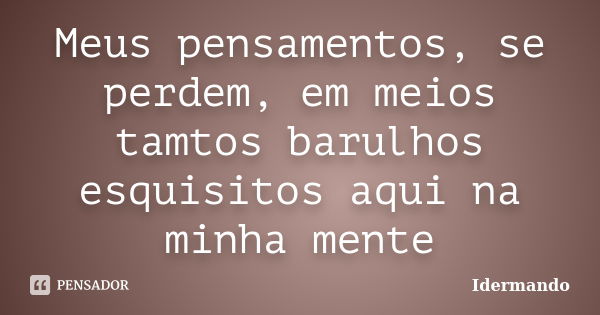 Meus pensamentos, se perdem, em meios tamtos barulhos esquisitos aqui na minha mente... Frase de Idermando.