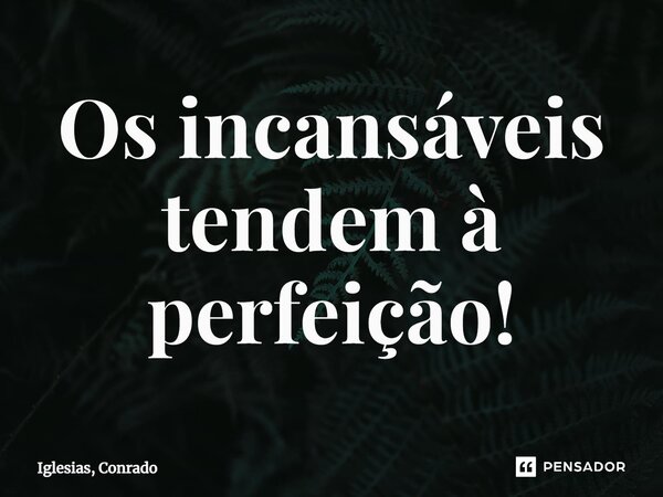 ⁠Os incansáveis tendem à perfeição!... Frase de Iglesias, Conrado.