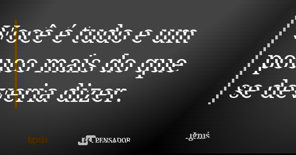 Você é tudo e um pouco mais do que se deveria dizer.... Frase de Ignis.