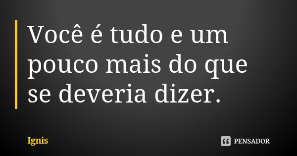 Você é tudo e um pouco mais do que se deveria dizer.... Frase de Ignis.