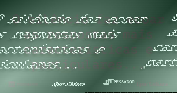 O silêncio faz ecoar as respostas mais características e particulares...... Frase de Igor Uehara.